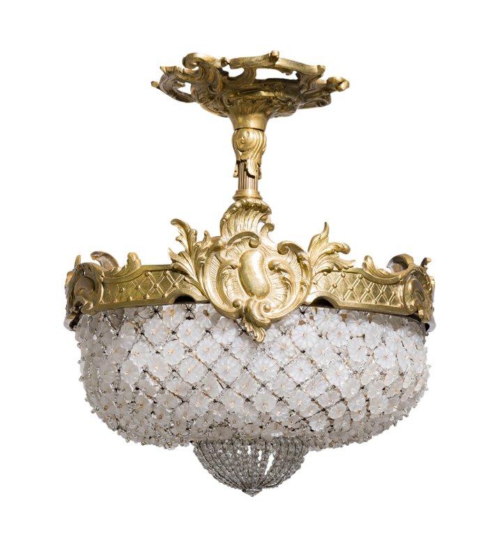 A CONTINENTAL GILT METAL MOUNTED AND GLASS BEAD (1 of 4)