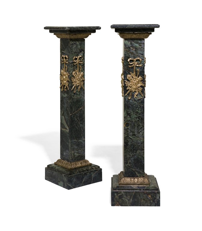 A PAIR OF CONTINENTAL ORMOLU MOUNTED GREEN MARBLE (1 of 4)