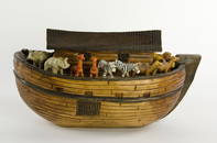 A CARVED WOODEN NOAH'S ARK