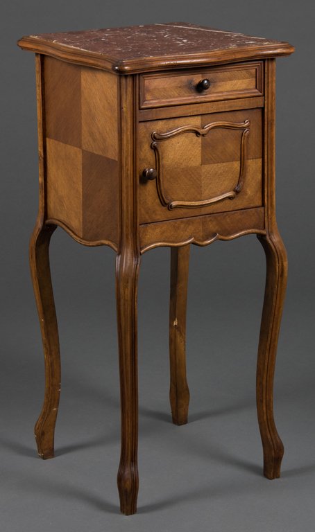 A FRENCH PROVINCIAL BEDSIDE CABINET (1 of 3)