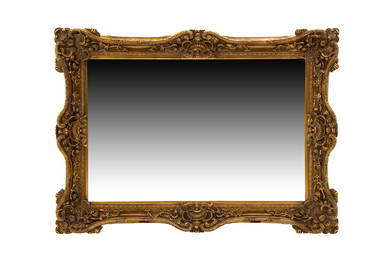 A LARGE CONTINENTAL STYLE GILT MIRROR