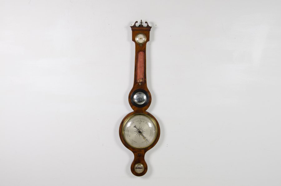 AN ENGLISH MAHOGANY WHEEL BAROMETER (1 of 4)