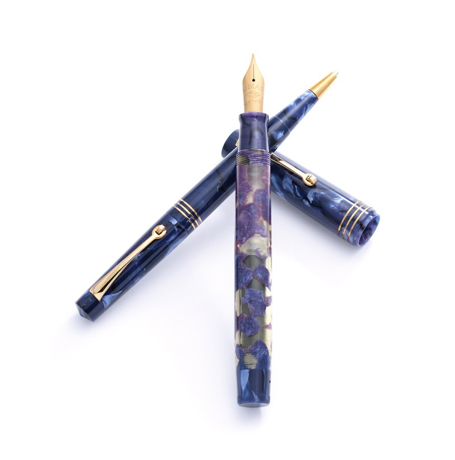 AN OMAS EXTRA LUCENS BLUE FOUNTAIN PEN AND PENCIL SET (1 of 3)