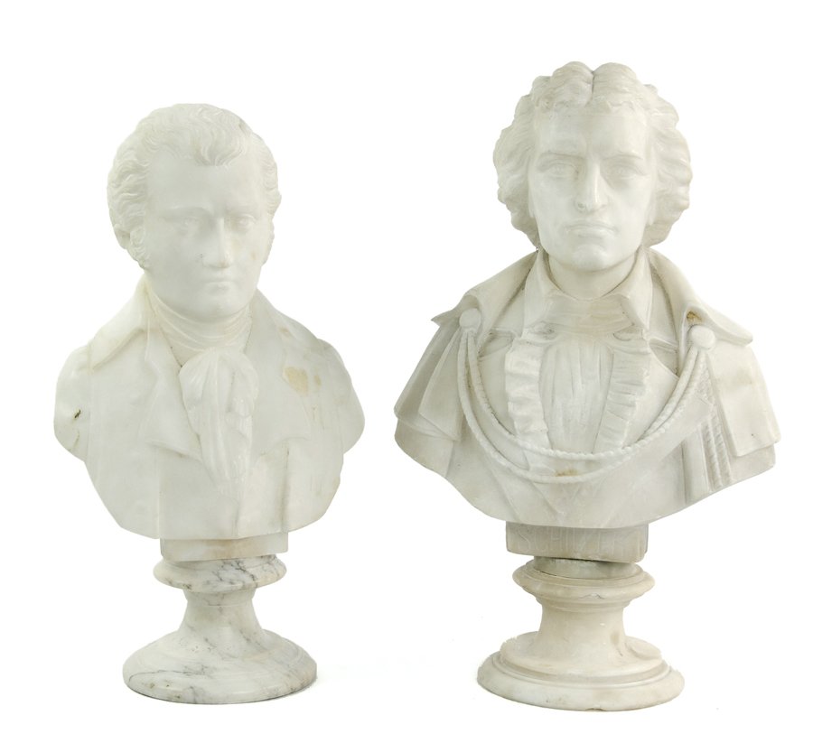 TWO CONTINENTAL CARVED MARBLE BUSTS (1 of 2)