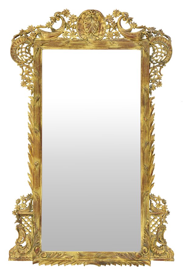 A LARGE GILTWOOD WALL MIRROR (1 of 5)