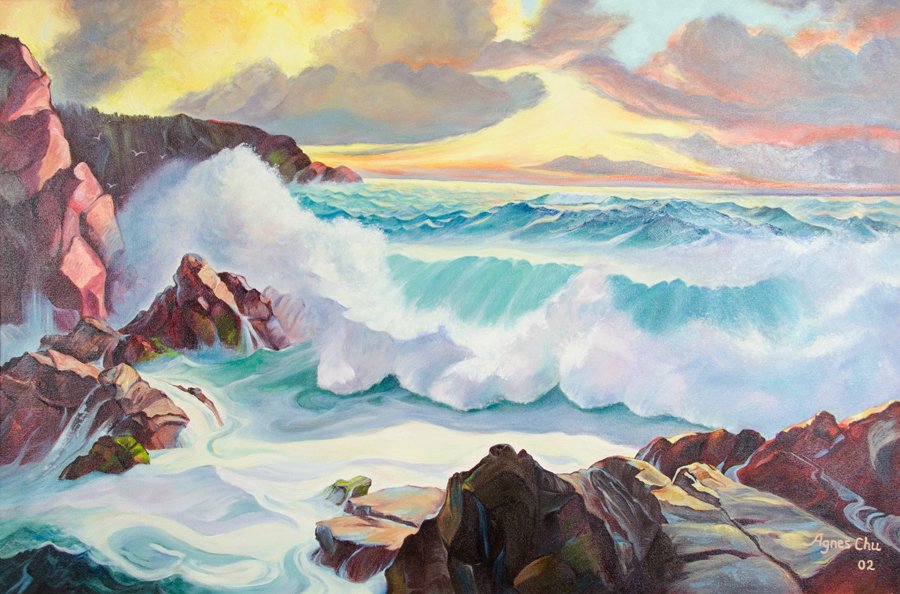 AGNES CHU, Splendid Sunset, Oil on canvas, H 24 x W 36: AGNES CHU Splendid Sunset Oil on canvas SIGNED H 24 x W 36 inches Provenance: Property from the Collection of Agnes Chu, Houston, TX