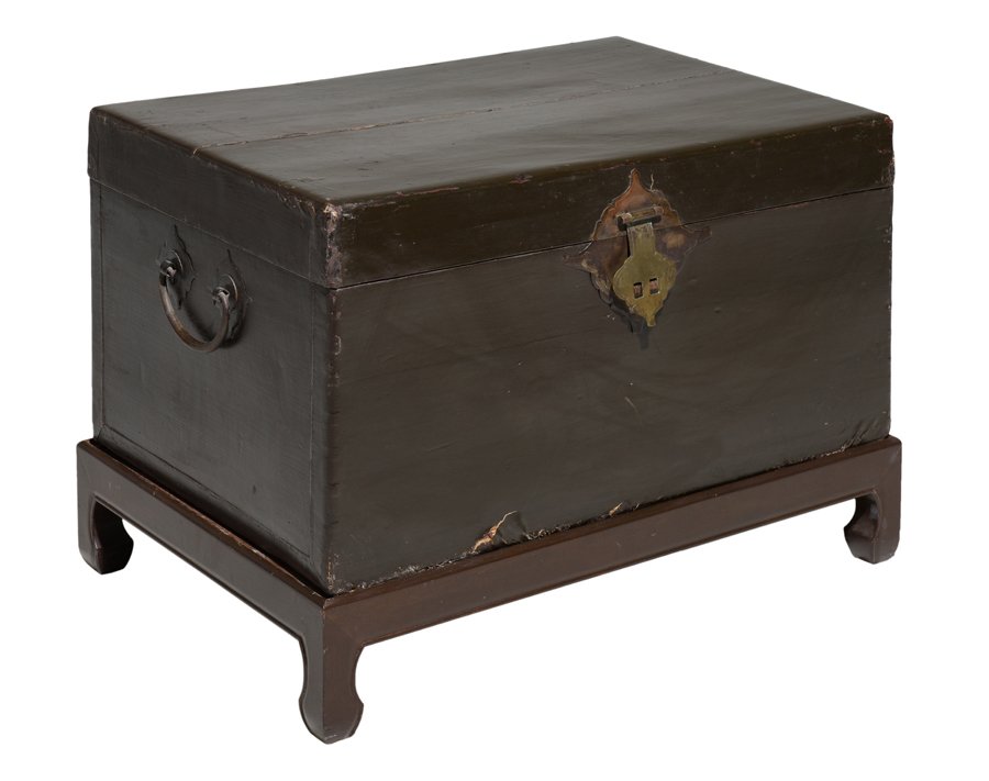 A CHINESE STYLE TRAVELING TRUNK ON STAND (1 of 1)