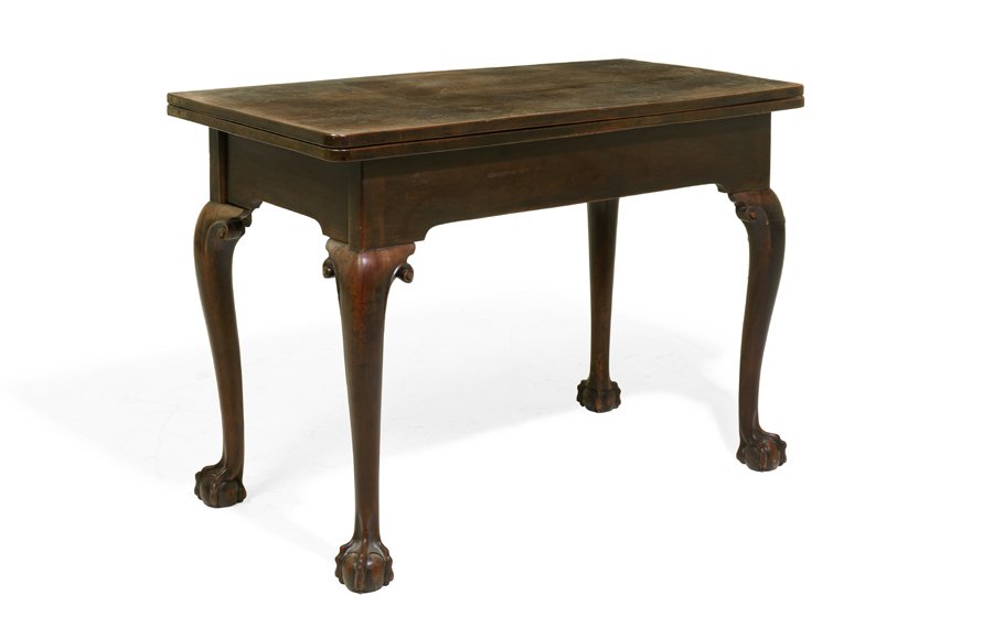 A GEORGE III RED WALNUT FLIP-TOP TEA TABLE (1 of 2)