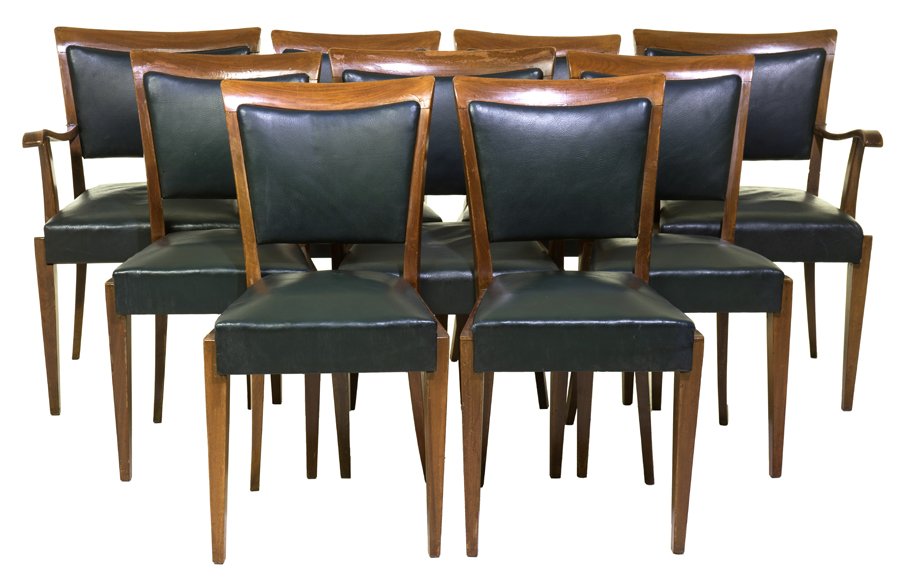 A SET OF NINE ITALIAN MAHOGANY AND LEATHER CHAIRS (1 of 1)