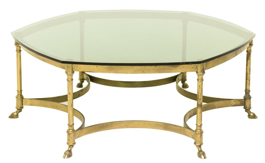 AN ITALIAN BRASS AND GLASS LOW TABLE (1 of 1)