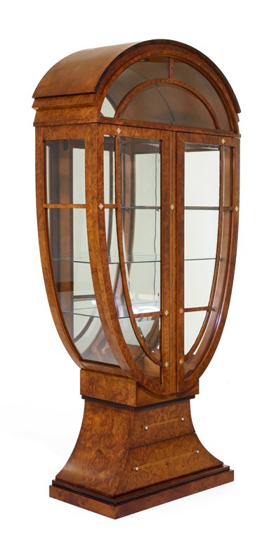 AN ART DECO MOTHER-OF-PEARL INLAID THUYA WOOD VITRINE (1 of 9)