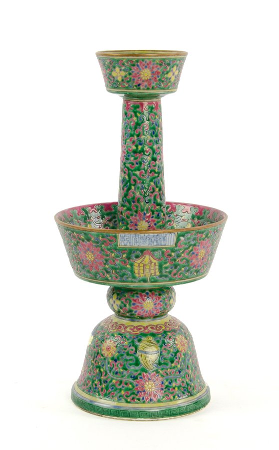 A CHINESE PORCELAIN 'BAJIXIANG' CANDLESTICK (1 of 3)