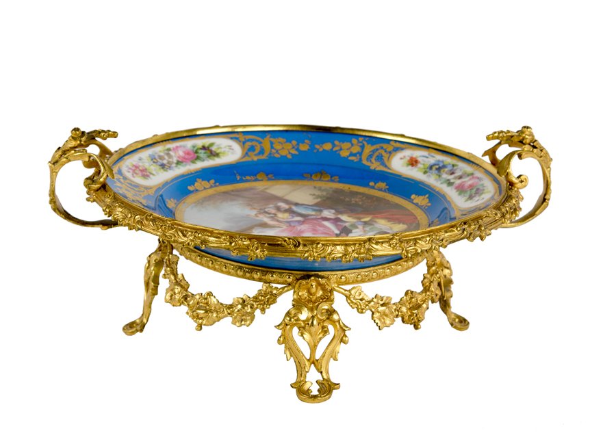 A SEVRES STYLE PORCELAIN ORMOLU MOUNTED CHARGER (1 of 2)