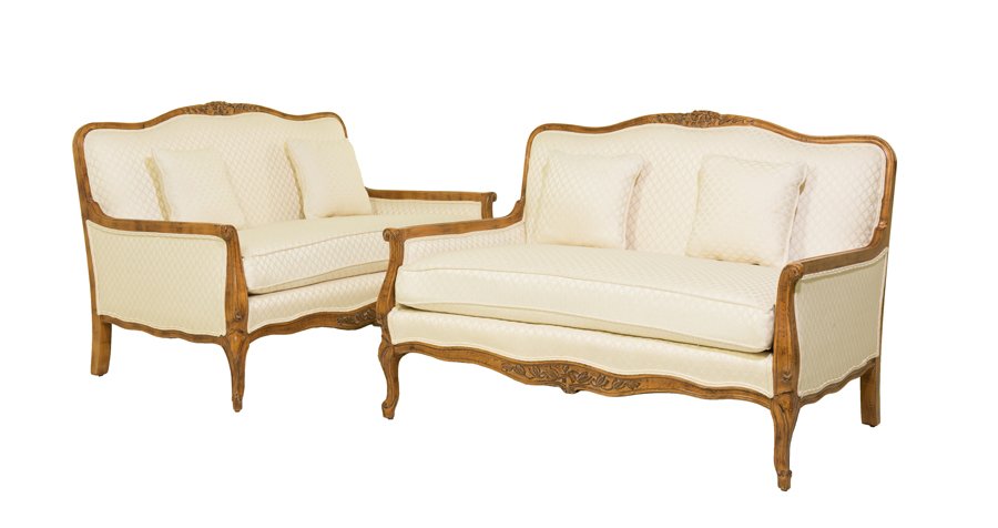 A PAIR OF LOUIS XV STYLE SETTEES (1 of 2)
