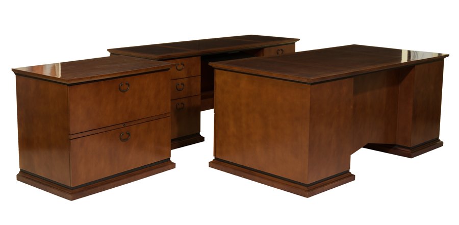 A MATCHING WHITMORE PARNTNER'S DESK, CREDENZA, AND FILE (1 of 1)