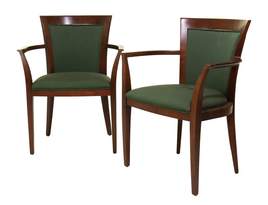 A PAIR OF REGENCY STYLE MAHOGANY OPEN ARM CHAIRS (1 of 1)