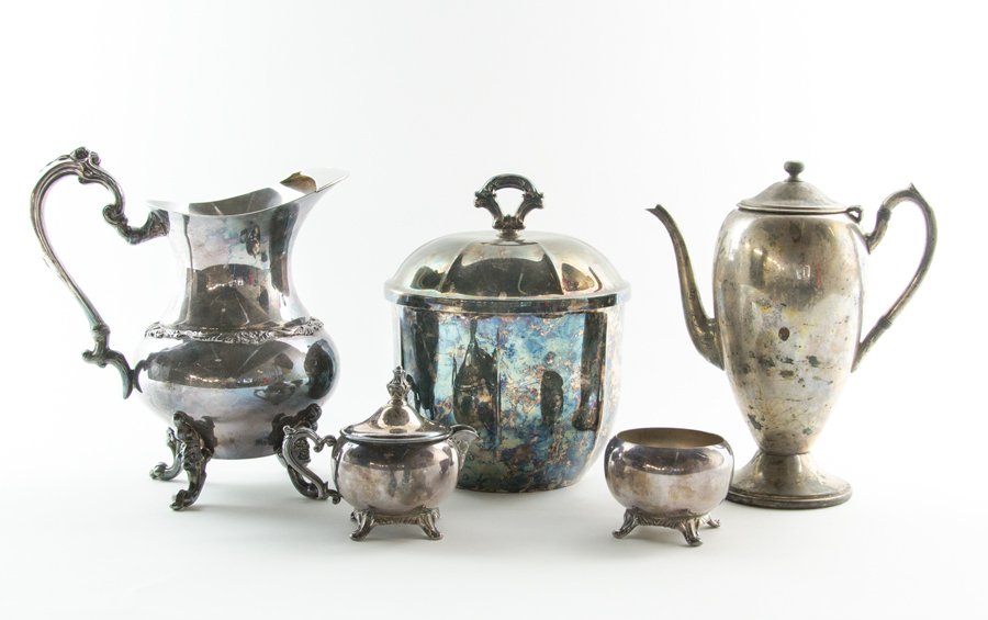 A GROUP OF FIVE SILVER-PLATE TABLE ARTICLES (1 of 1)