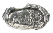 AN ART NOUVEAU STYLE SILVER-PLATE TRAY DEPICTING DIANA