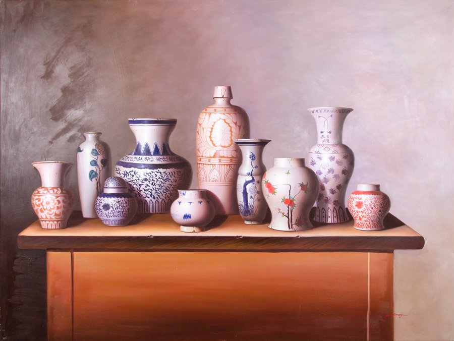 CHINESE VASES, OIL ON CANVAS (1 of 1)