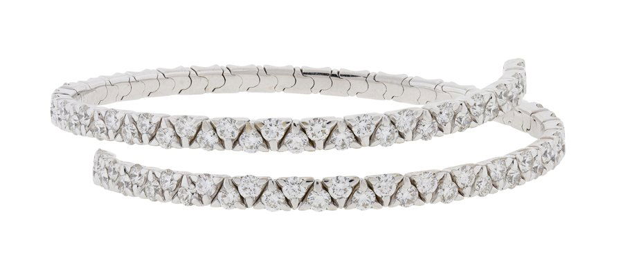 A WHITE GOLD DIAMOND SPIRAL BRACELET (1 of 2)