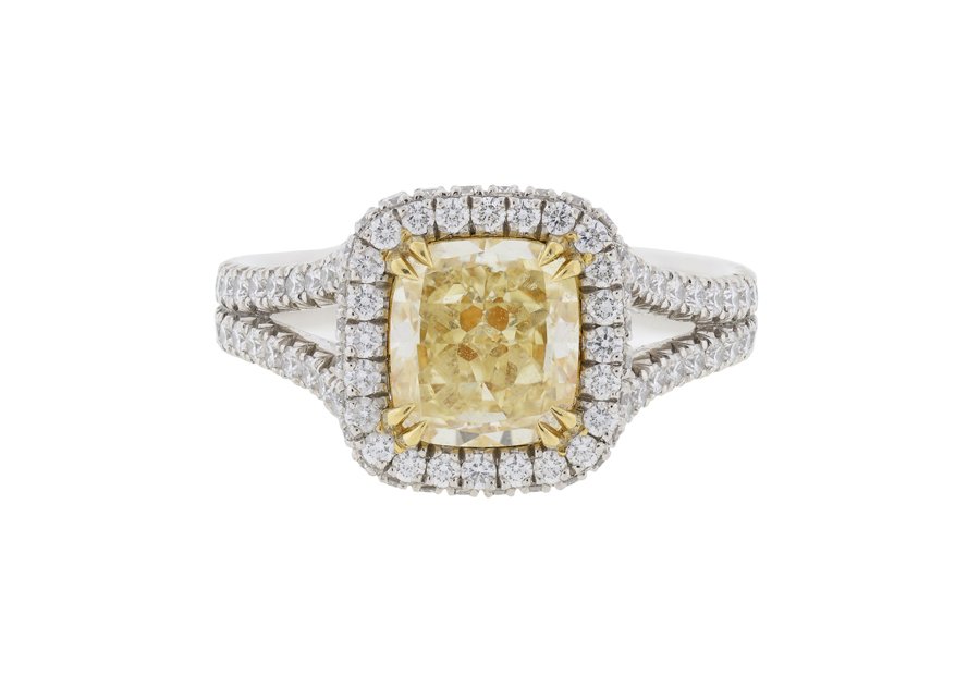 A FANCY YELLOW 2.03 CT. DIAMOND RING (1 of 3)