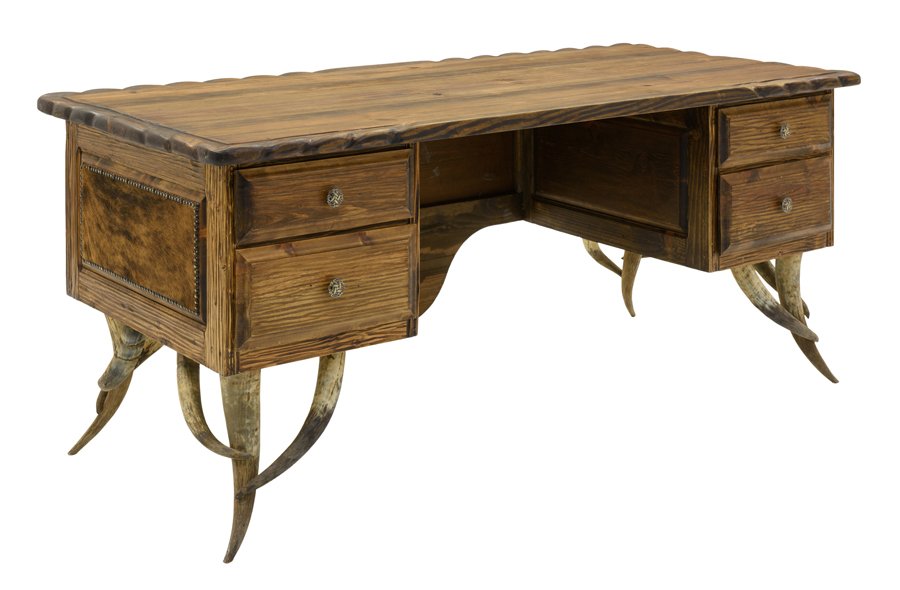 A CUSTOM STEER HORN MOUNTED COWBOY DESK (1 of 3)