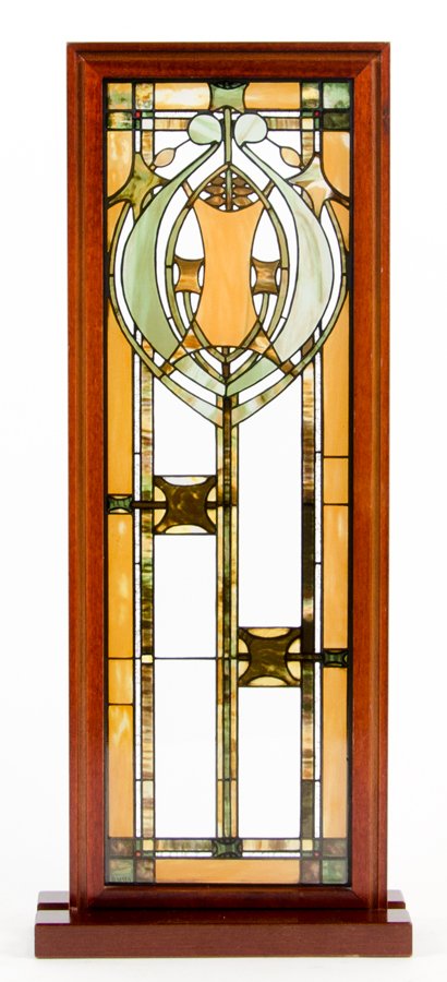 AN ARTS AND CRAFTS LEADED GLASS WINDOW STYLE ORNAMENT (1 of 1)