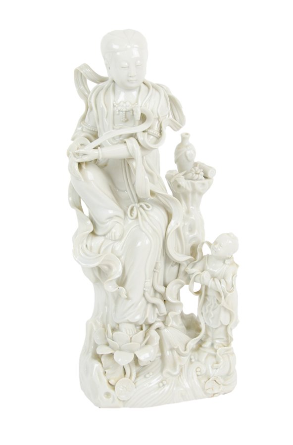 A CHINESE BLANC DE CHINE SLIP CAST FIGURE OF GUANYIN (1 of 1)