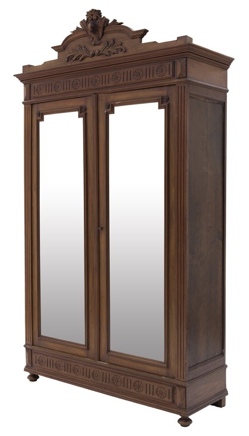 A RENAISSANCE REVIVAL WALNUT MIRROR DOOR ARMOIRE (1 of 3)