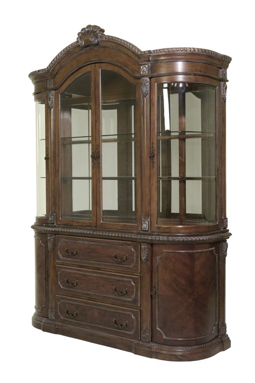 A CONTINENTAL STYLE CHERRY BREAKFRONT BOOKCASE (1 of 2)