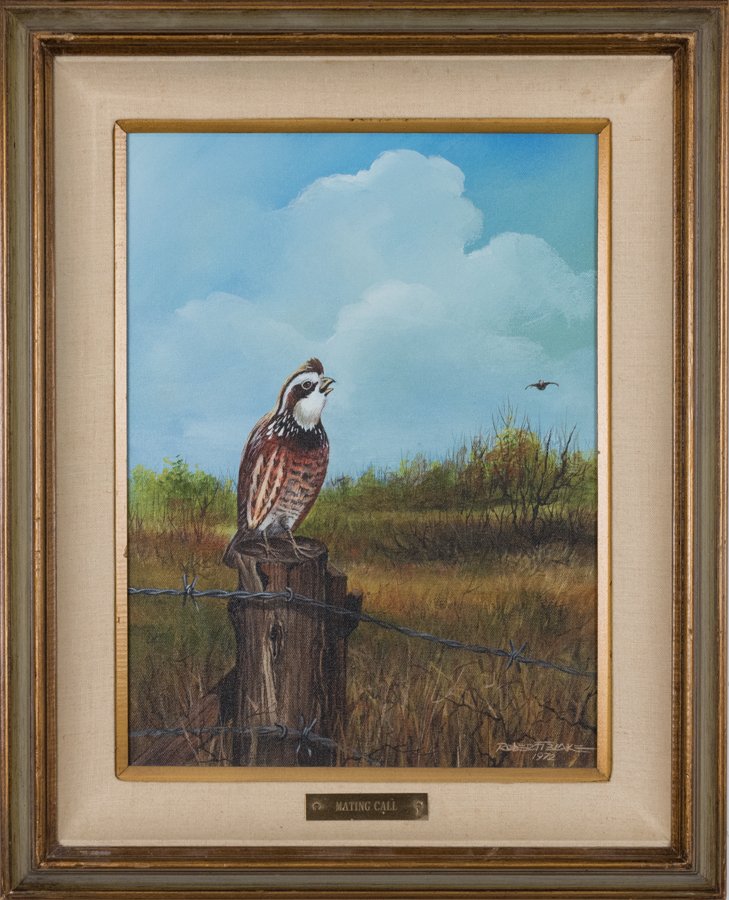 ROBERT BLAKE, (20th Century), Mating Call, 1972,: ROBERT BLAKE (20th Century) Mating Call, 1972 Acrylic on canvas Signed and dated lower right H 16 x W 12 inches (Framed: H 22 x W 17½ inches)