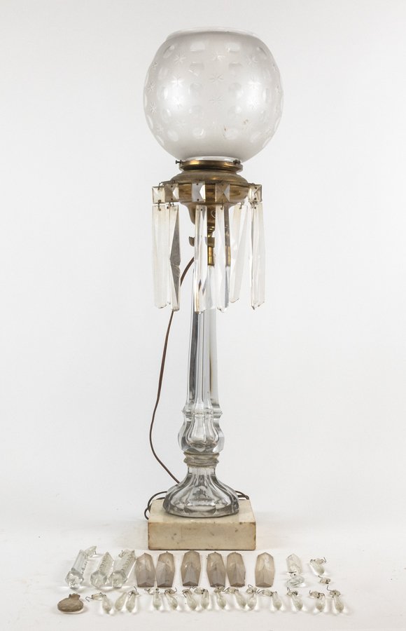 A VICTORIAN GLASS FLUID LAMP, ELECTRIFIED (1 of 1)
