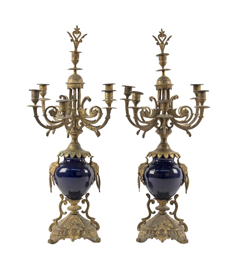 A PAIR OF LOUIS XV STYLE ORMOLU MOUNTED COBALT (1 of 2)