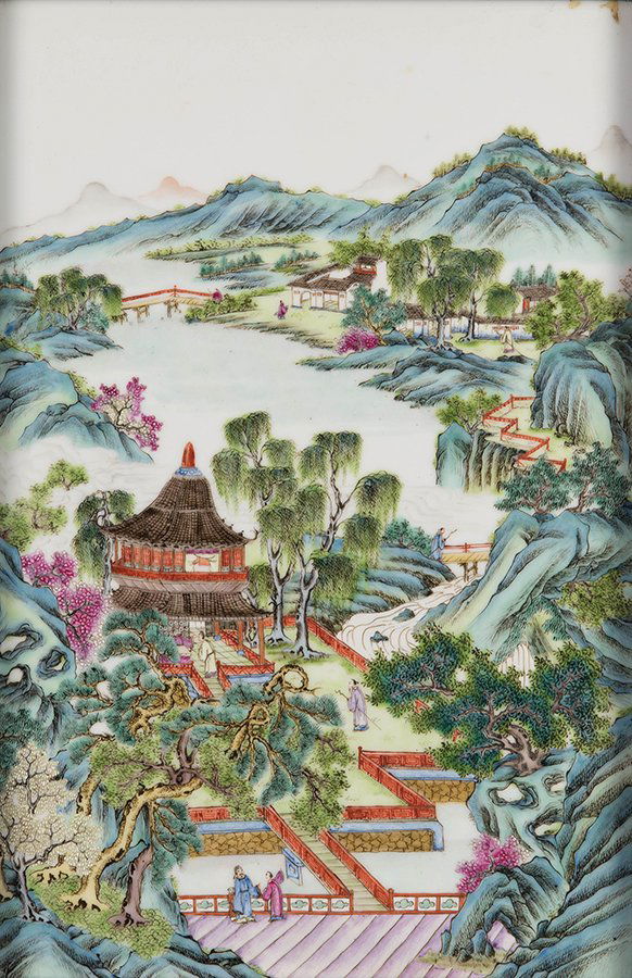A CHINESE PORCELAIN FAMILLE ROSE PLAQUE (1 of 4)