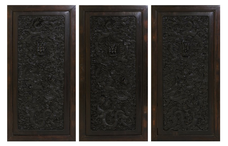 A GROUP OF THREE CHINESE 'DRAGON' PANELS (1 of 10)