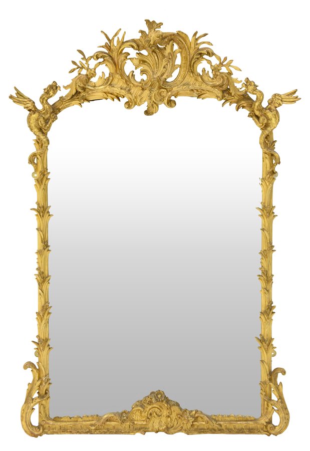 A 19TH CENTURY GILTWOOD ARCHTOP MIRROR (1 of 4)