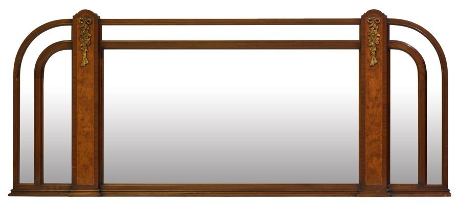 AN ART DECO STYLE ORMOLU MOUNTED BURL WALNUT AND (1 of 2)