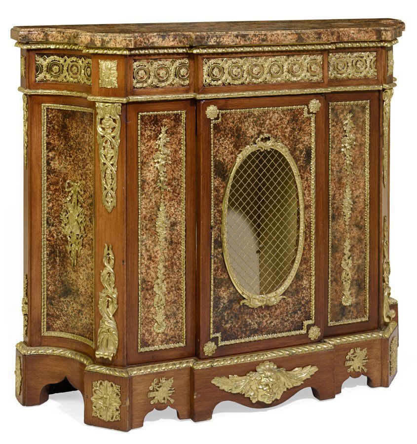 A FRENCH ORMOLU MOUNTED AND MAHOGANY VENEERED CABINET (1 of 1)