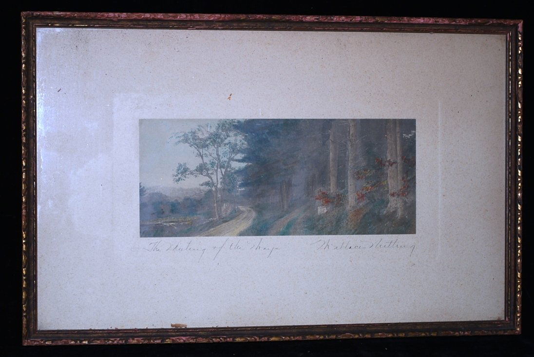 Wallace Nutting Hand Colored Photo: The Meeting"? 16 5/8" x 10 1/2"