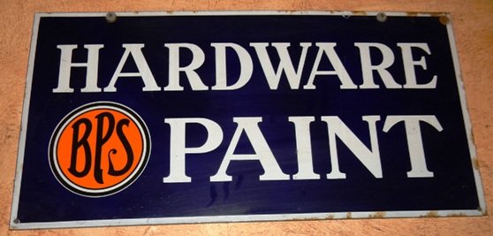 Porcelain Enamel Sign: Hardware Paint BPS 27 3/4"x 14"