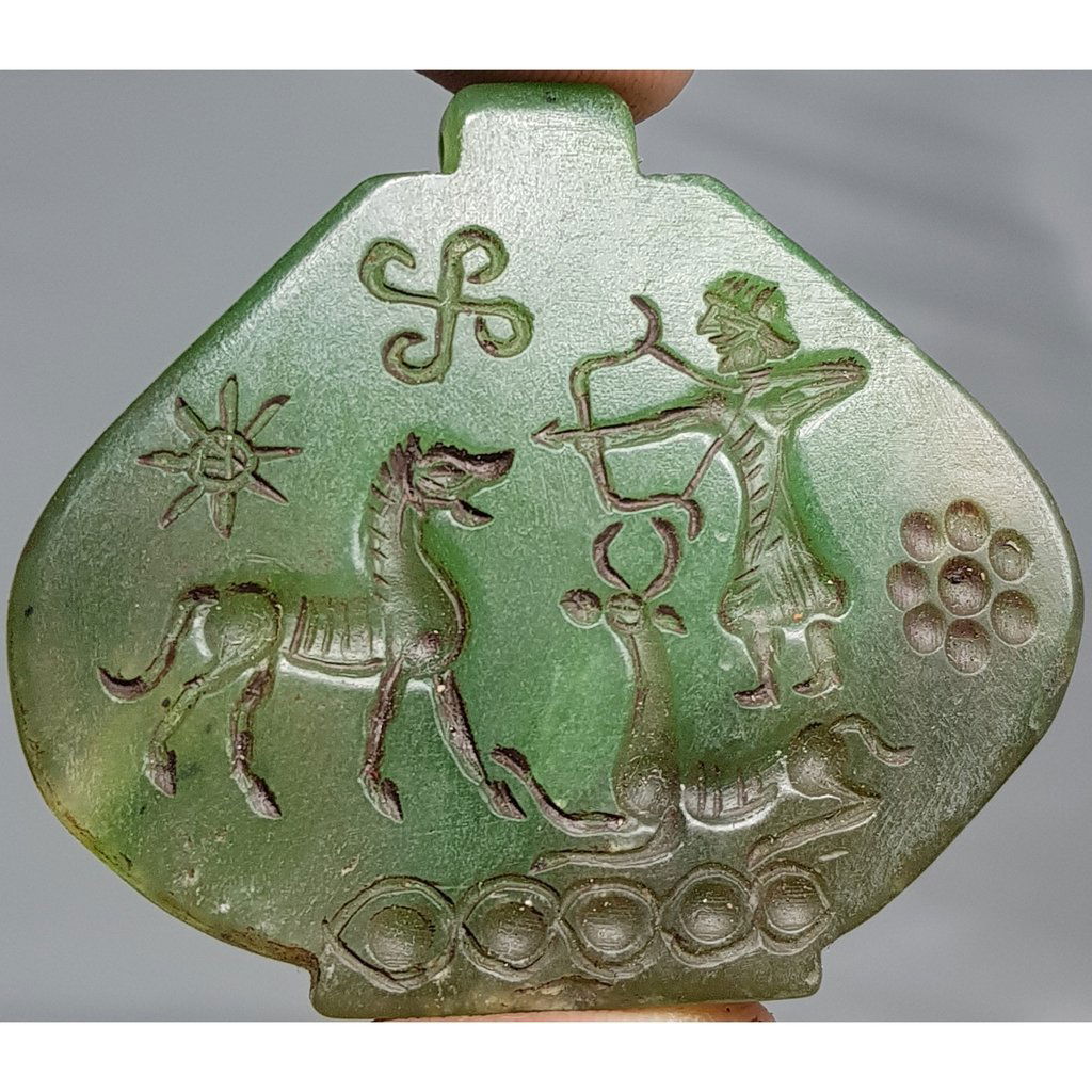 Ancient Medieval Genuine Jade intaglio Stone Amulet (1 of 2)