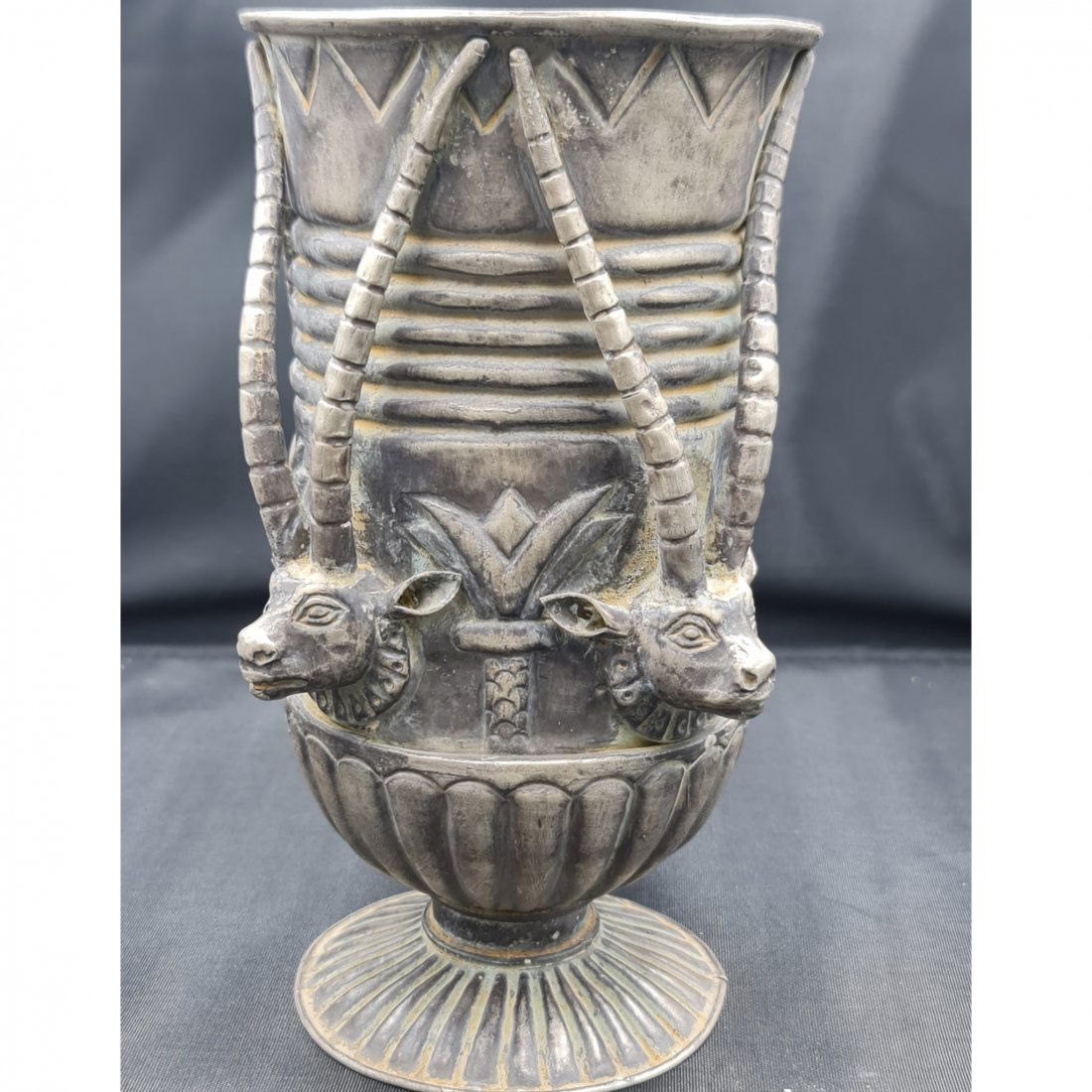 Old  sassanian silver rare drink Cup with 4 heads anima (1 of 5)