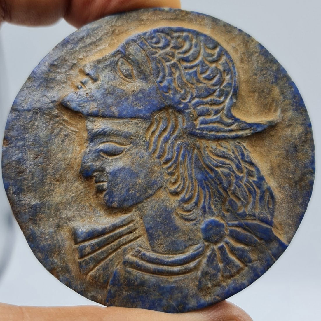 Ancient Roman engraved Lapis lazuli king  stone relief (1 of 2)
