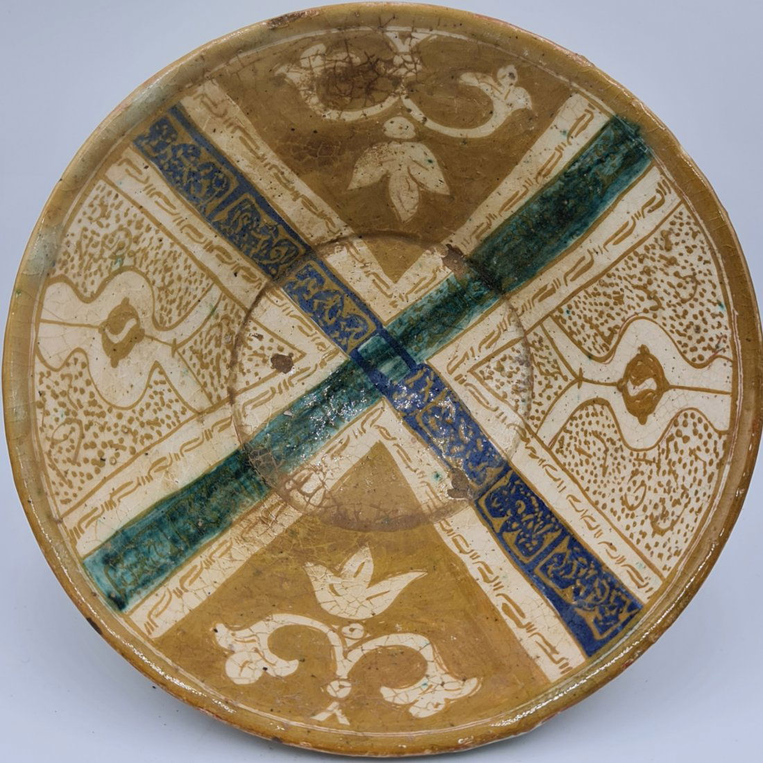 9th century ancient gold painted ceramic Islamic Bowl (1 of 3)