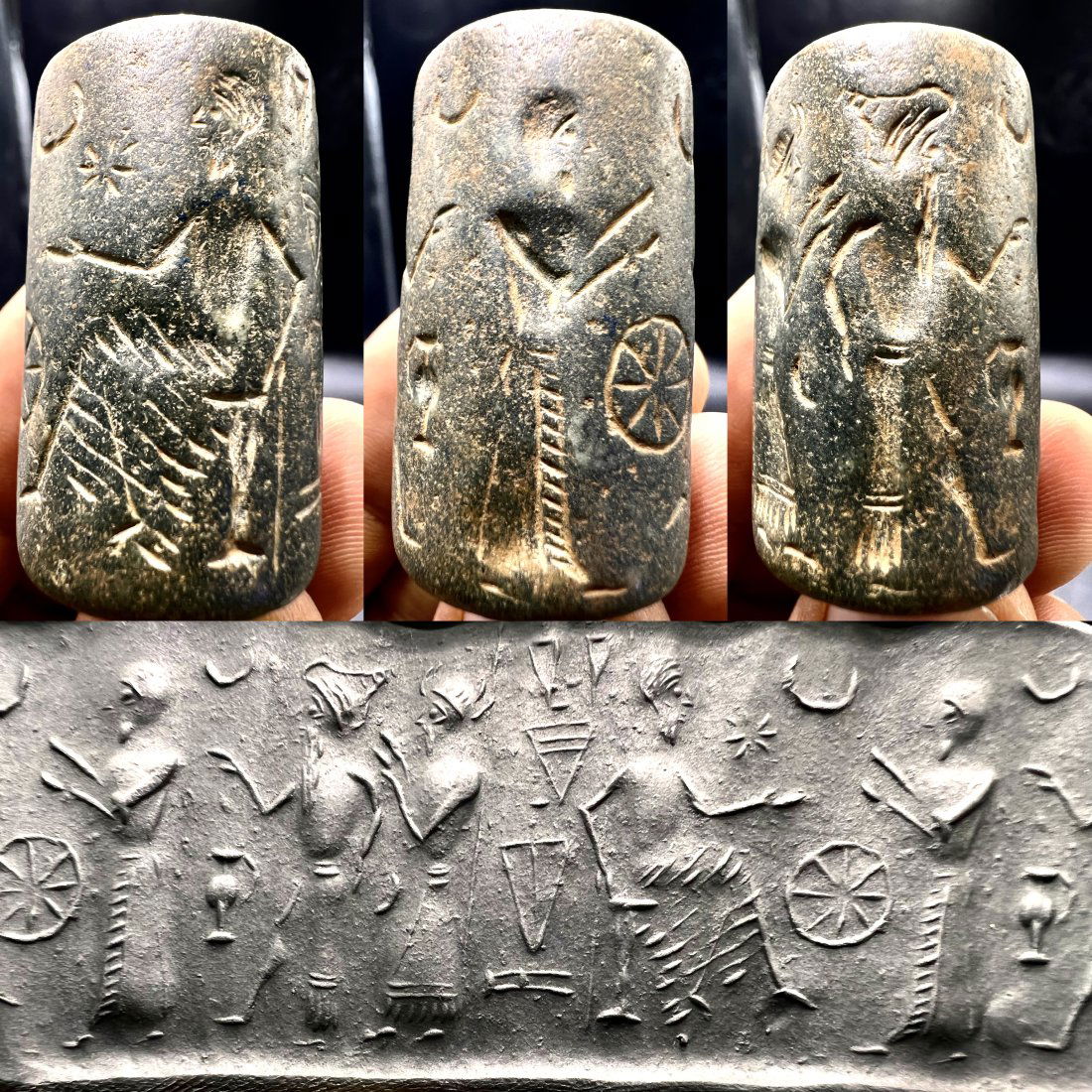 unique Ancient Near Eastern cylinder seal intaglio rare Bead (1 of 4)