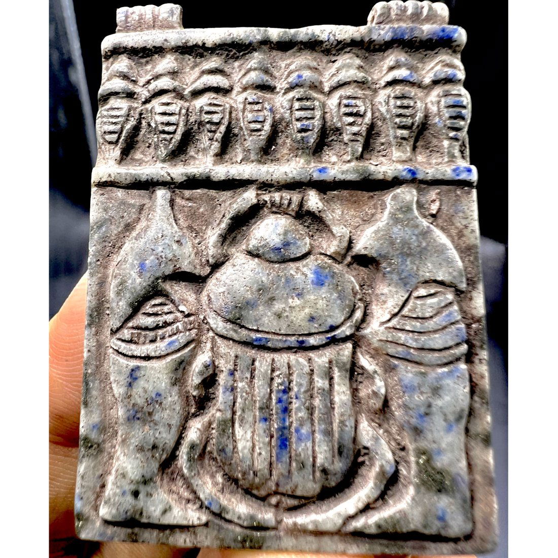 200 BC Ancient rare Egyptian lapis lazuli stone carved scarab magical lucky amulet (1 of 3)