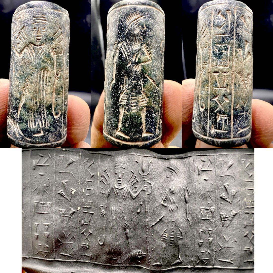 Ancient Near Eastern rare jasper cylinder seal intaglio old Bead: Ancient Near Eastern rare jasper cylinder seal intaglio old Bead Size 40 mm