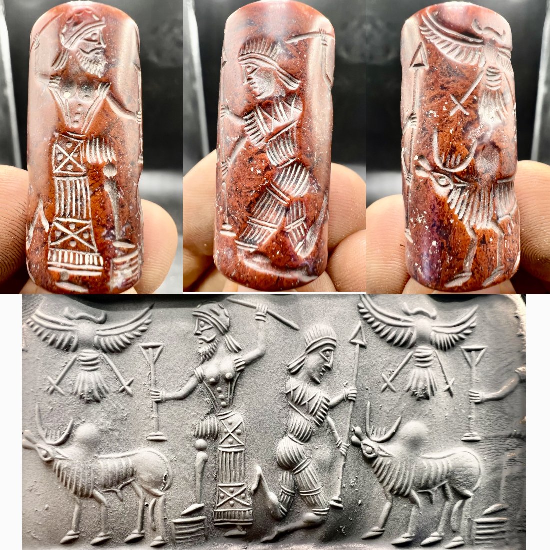 Wonderful antique Near eastern civilization jasper stone cylinder intaglio seal Bead: Wonderful antique Near eastern civilization jasper stone cylinder intaglio seal Bead Size 4 cm