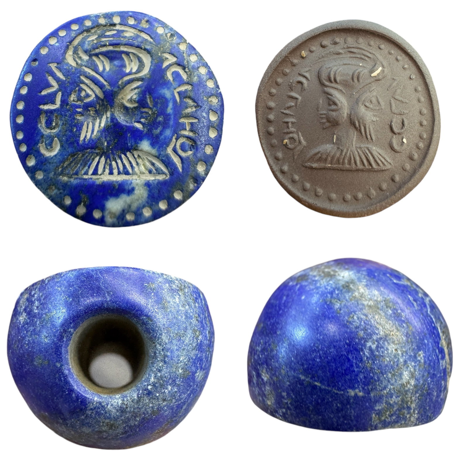 Roman ancient lapis lazuli stone seal 2 kings intaglio stamp Bead (1 of 4)