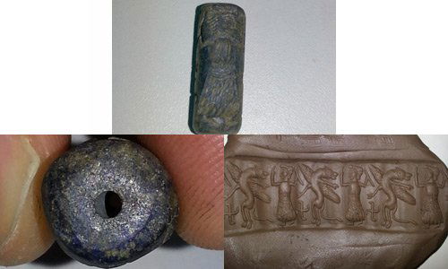 Undated Lapis stone Afghan Intaglio Cylinder Bead: Lapis lazuli Wonderful Used Preowned Afghan Intaglio Cylinder Bead , This bead have a Stunning Carving Intaglio The size is 3.5 x 1 c m